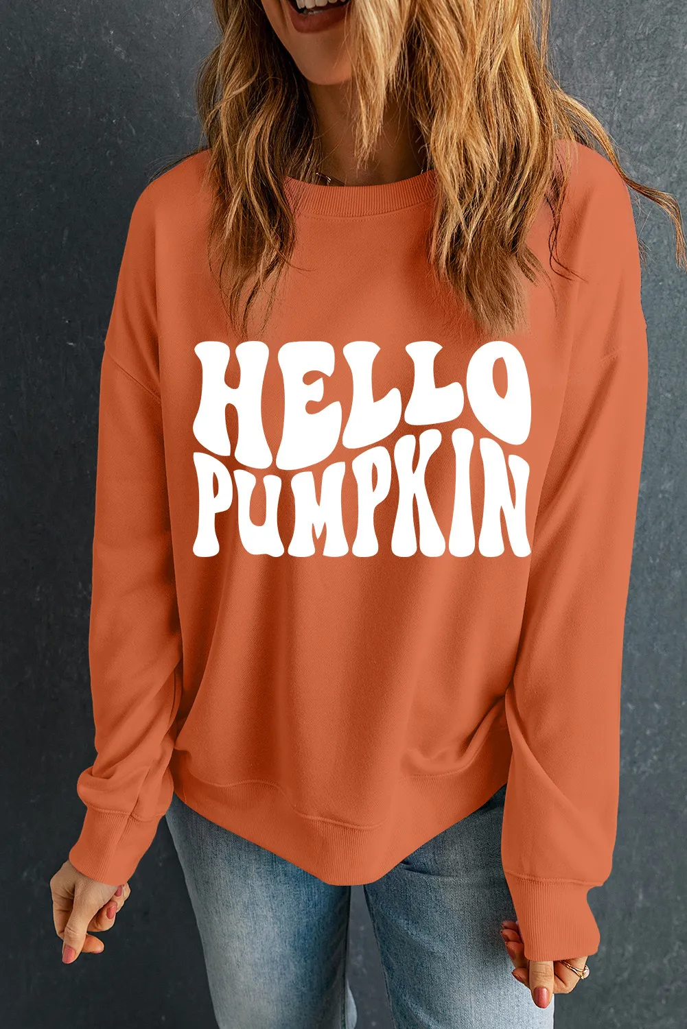 Letter Graphic Round Neck Long Sleeve Sweatshirt, image 3