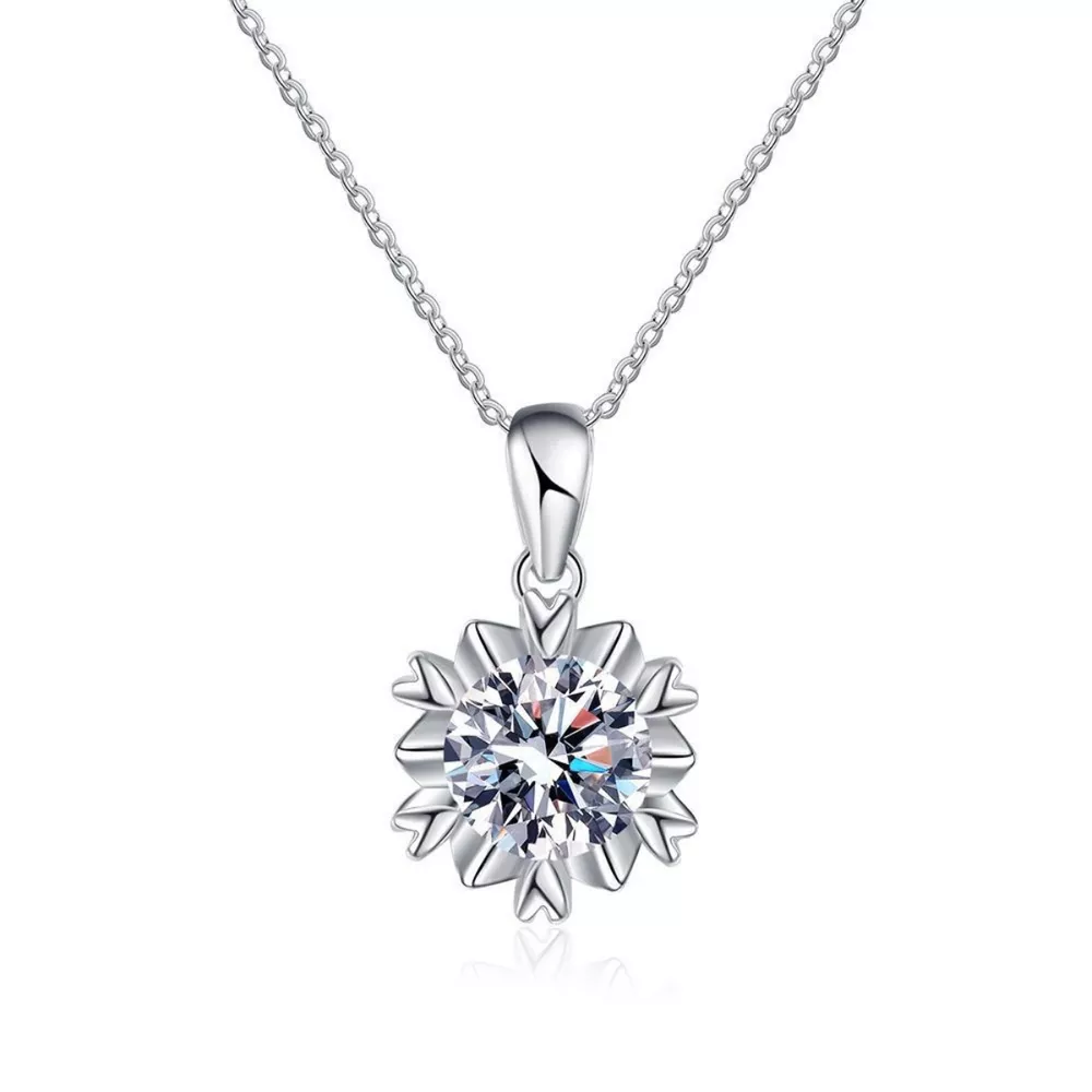 1 Carat Moissanite 925 Sterling Silver Flower Necklace, image 4