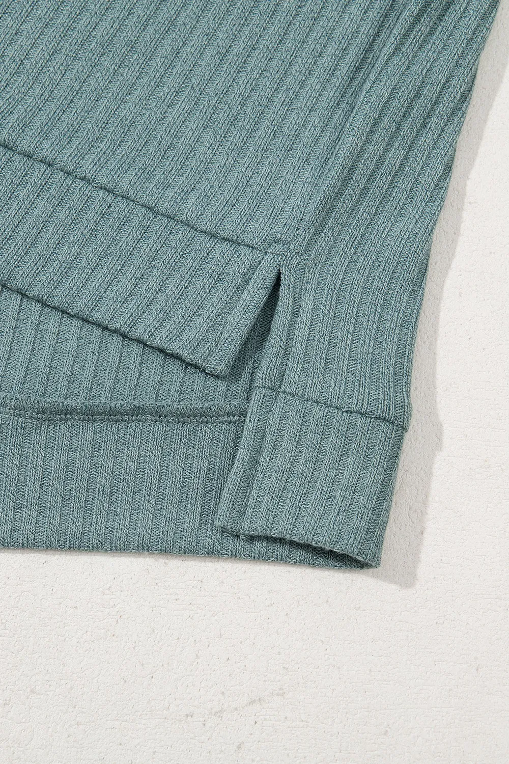 Oversized Ribbed Knit V Neck Dolman Short Sleeve Top, image 10