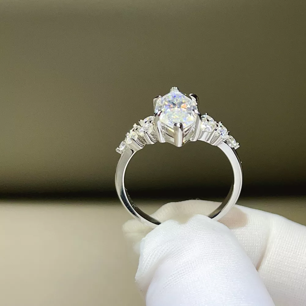 5 Carat 925 Sterling Silver Moissanite Ring, image 3