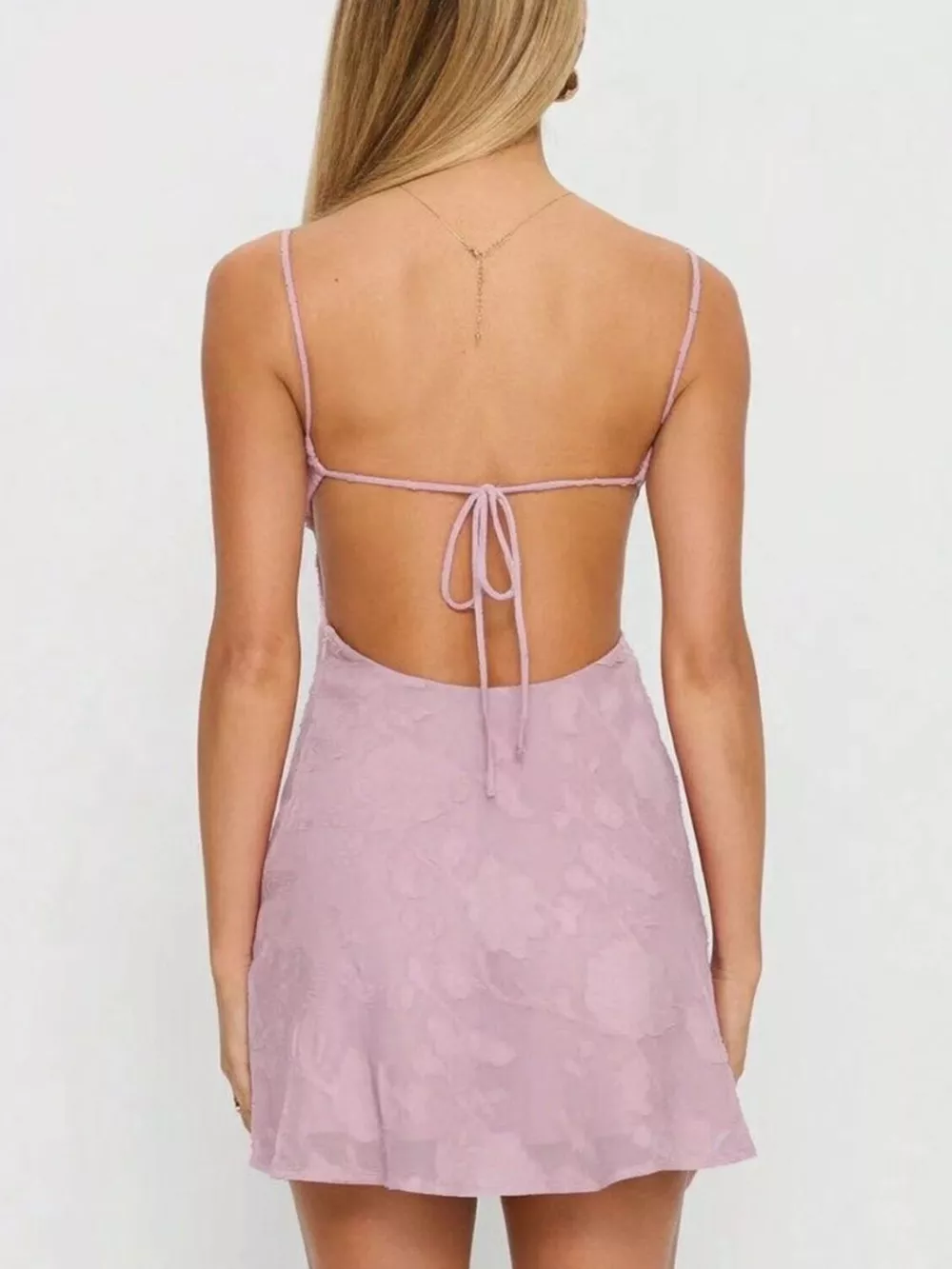Backless Spaghetti Strap Mini Dress, image 12