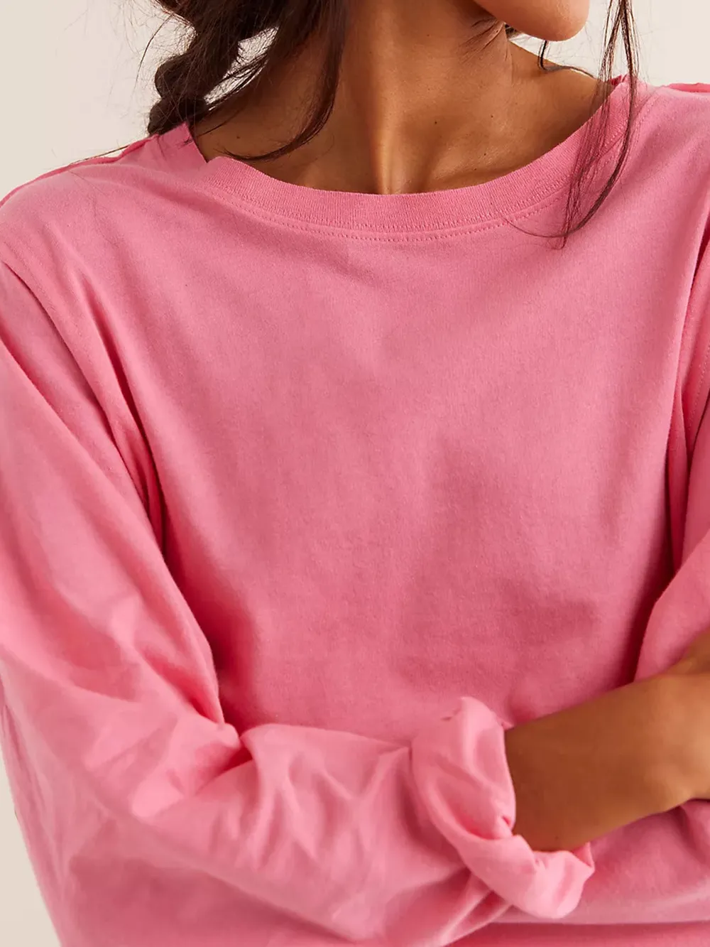 Round Neck Long Sleeve Cropped T-Shirt, image 4