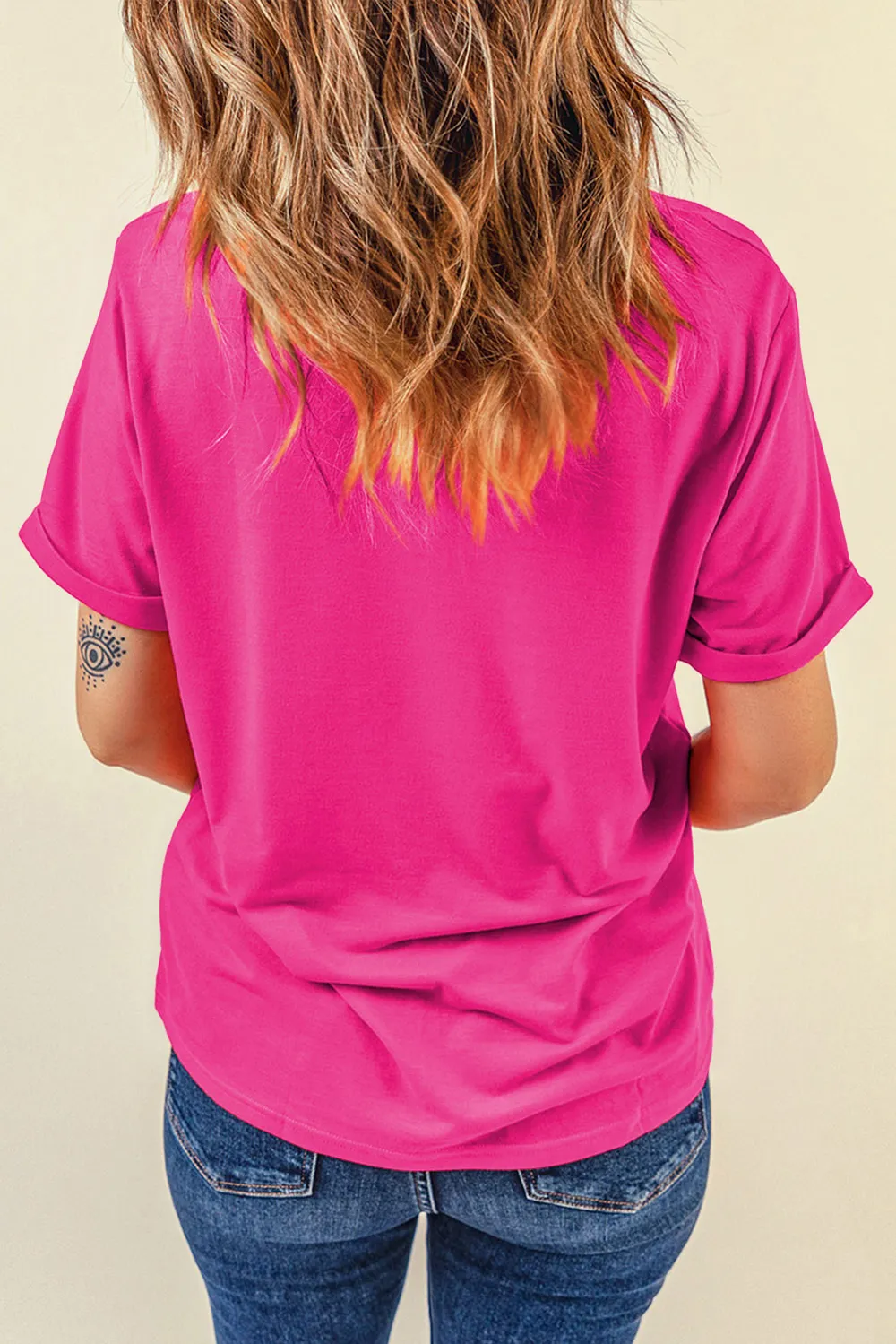 Flower Round Neck Short Sleeve T-Shirt, image 2
