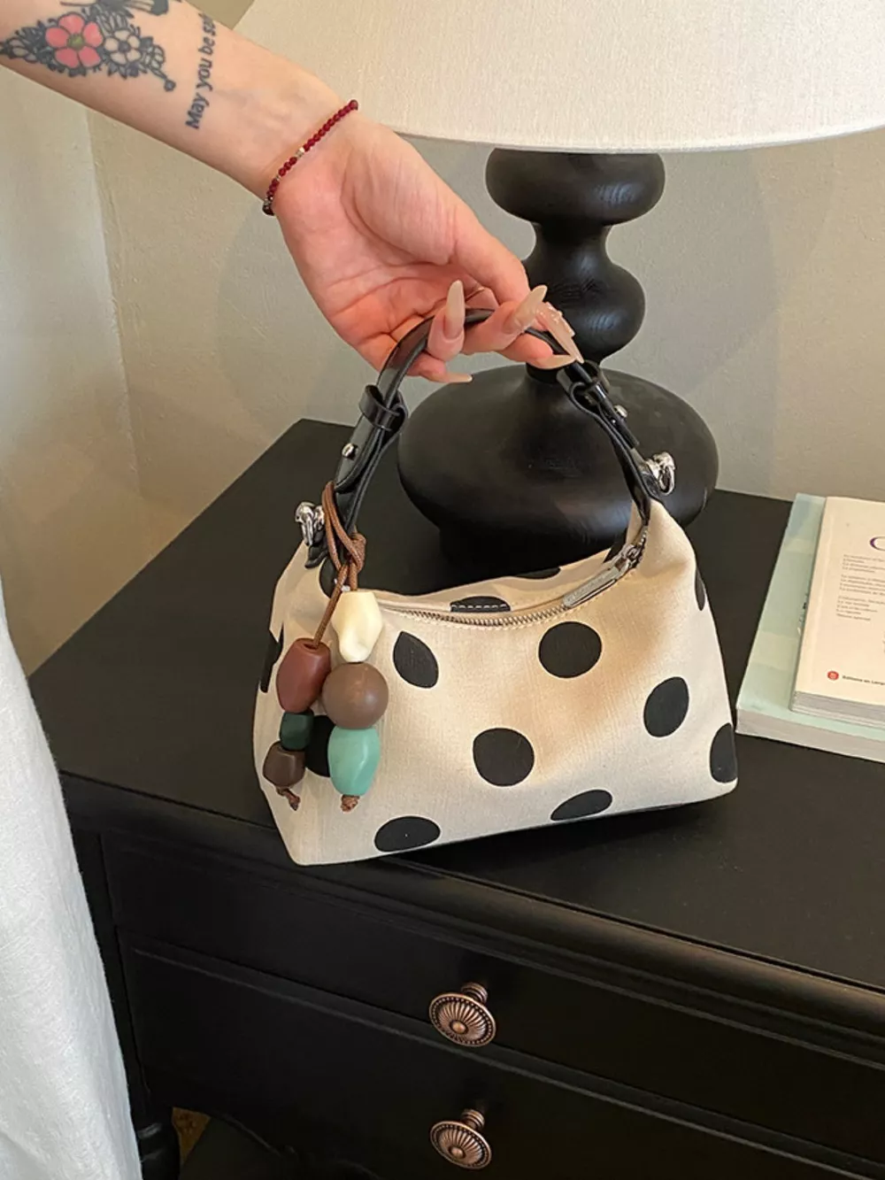 Polka Dot PU Leather Handbag, image 5