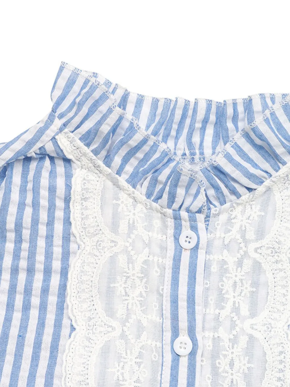 Lace Detail Button Down Cap Sleeve Shirt, image 3