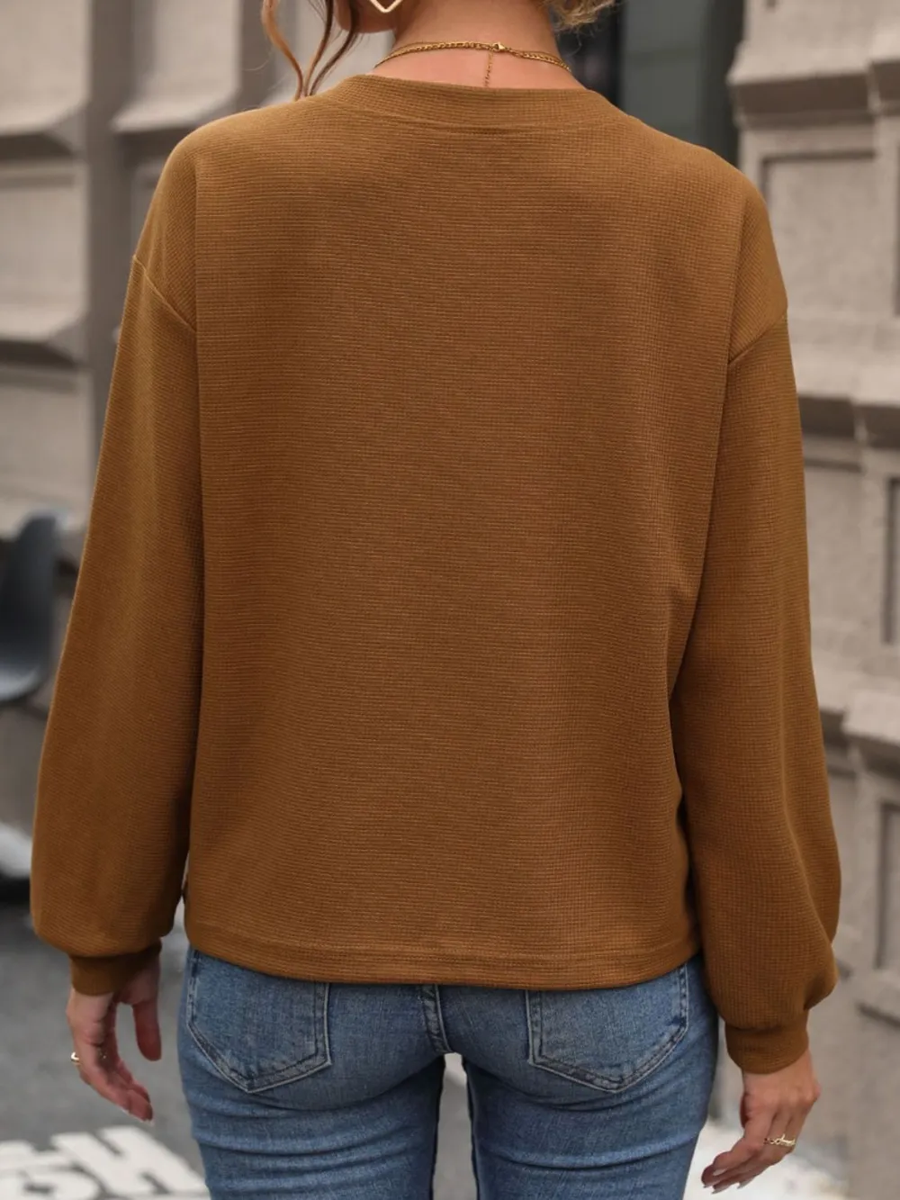 V-Neck Long Sleeve Top, image 2
