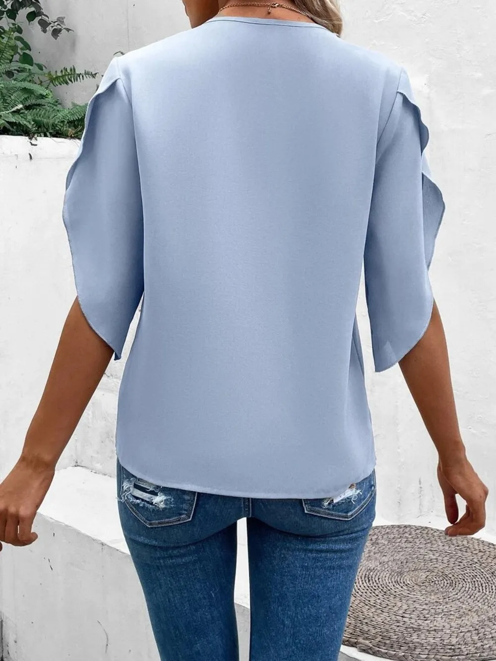 Lace Detail V-Neck Half Sleeve Blouse, image 6