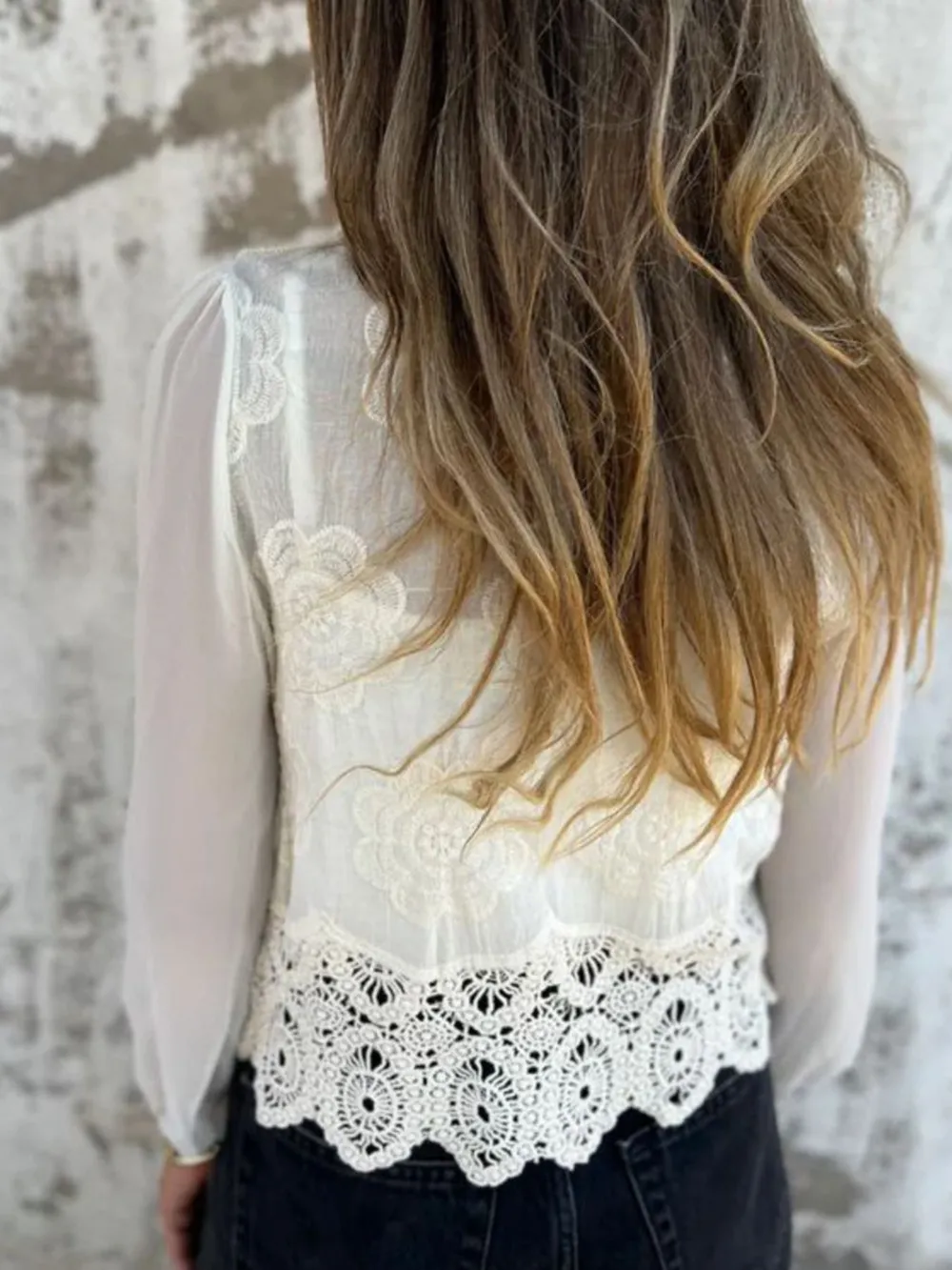 Lace V-Neck Button Down Shirt, image 2