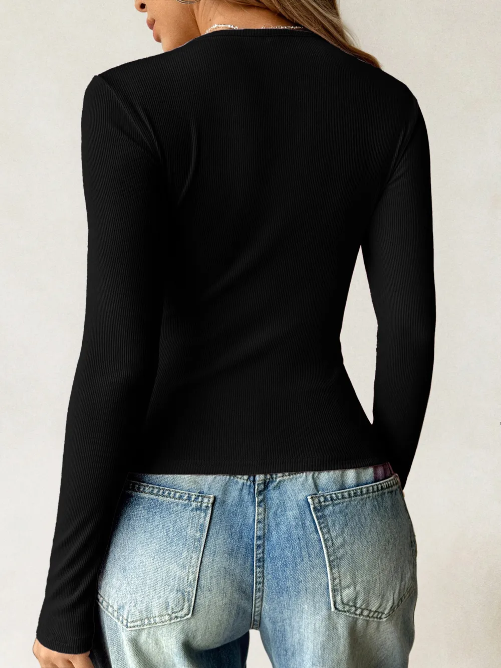 Ribbed Knit Long Sleeve T-Shirt, image 26