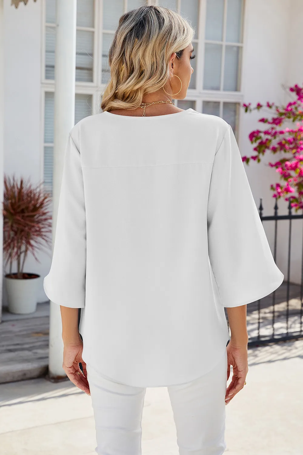 V-Neck Three-Quarter Sleeve Top, image 7