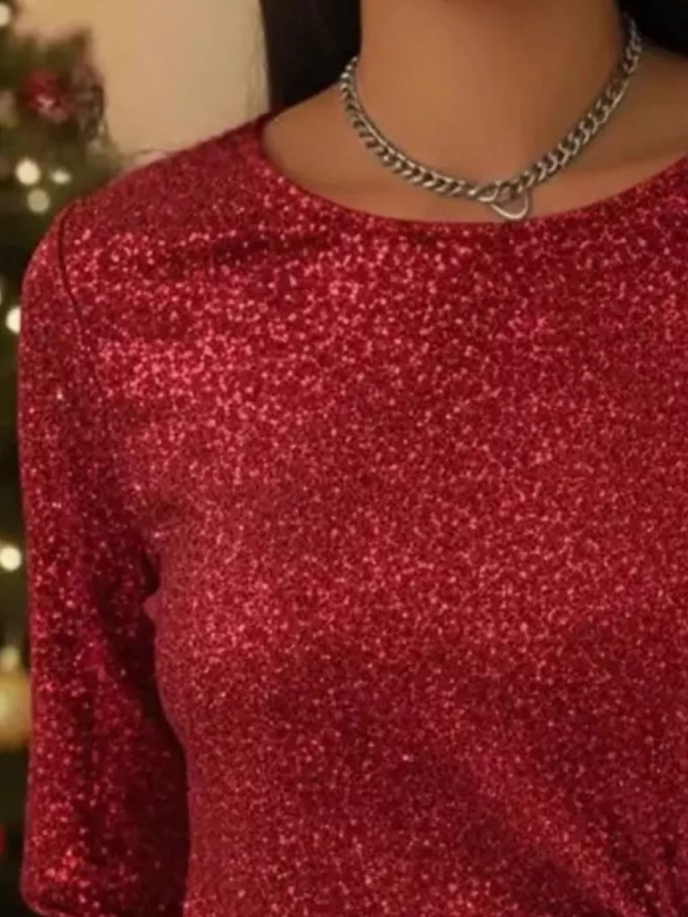 Full Size Sequin Bow-Knot Long Sleeve Top Plus Size, image 8