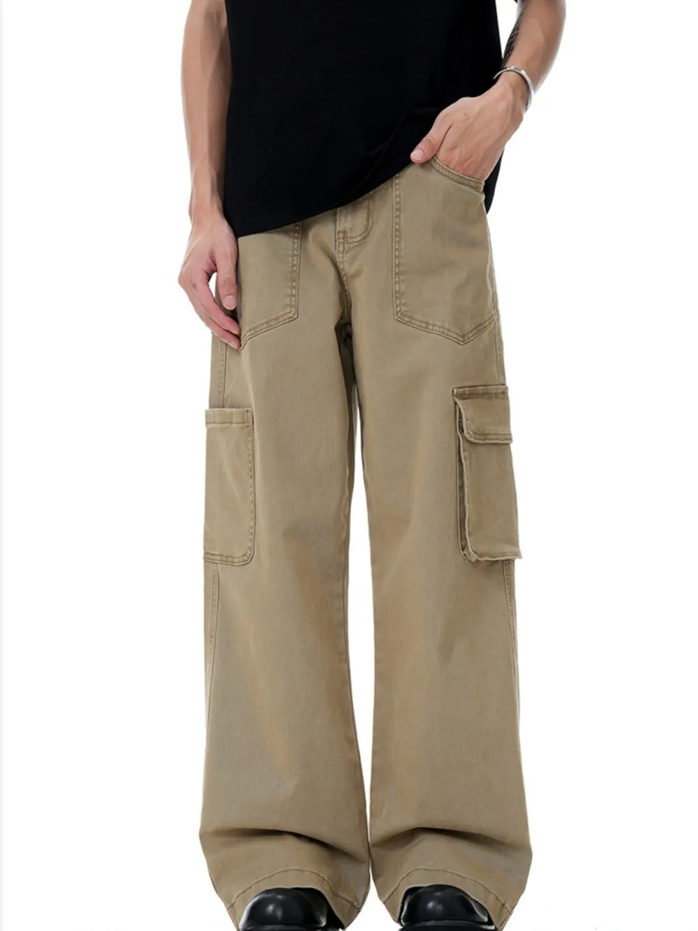 Men's Wide Leg Cargo Pants, image 6
