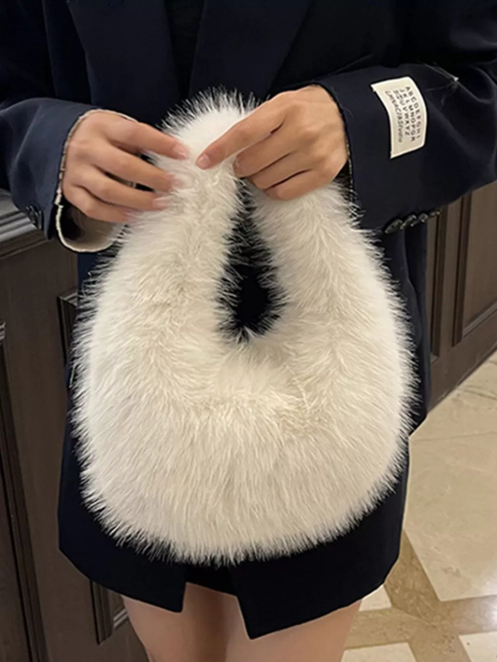 Fluffy Solid Color Handbag, image 9