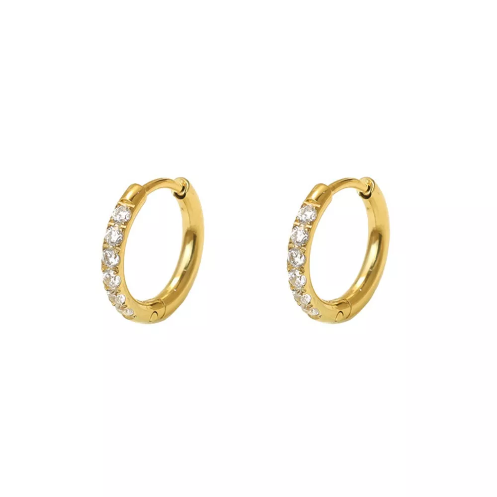 18K Gold-Plated Zircon Hoop Earrings, image 3