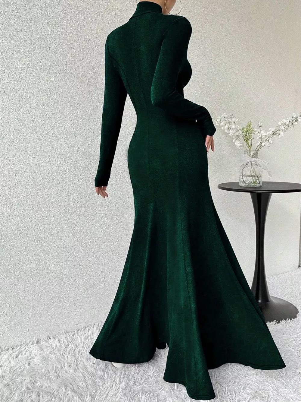 Turtleneck Long Sleeve Maxi Mermaid Dress, image 8