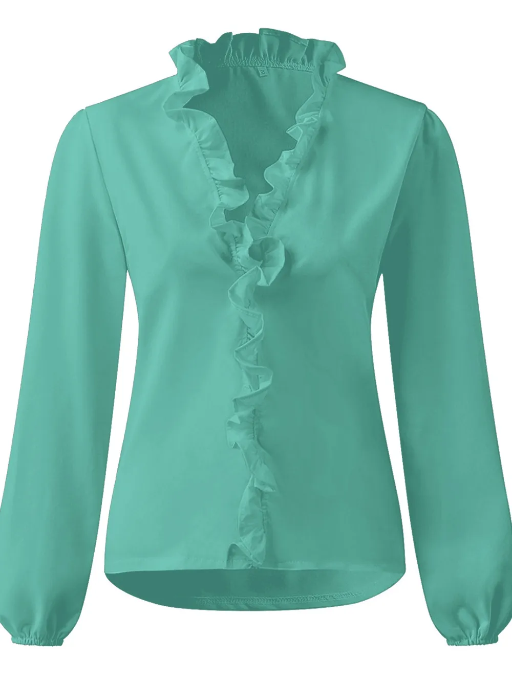 Ruffled V-Neck Long Sleeve Blouse, image 9