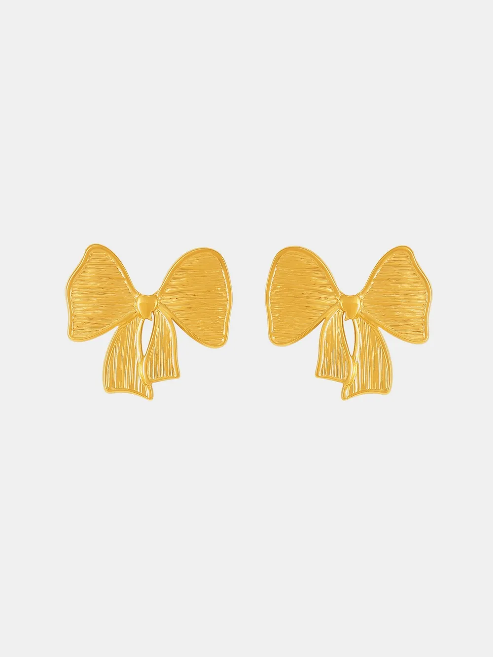 18K Gold-Plated Stainless Steel Bow Earrings and Necklace Set, image 3