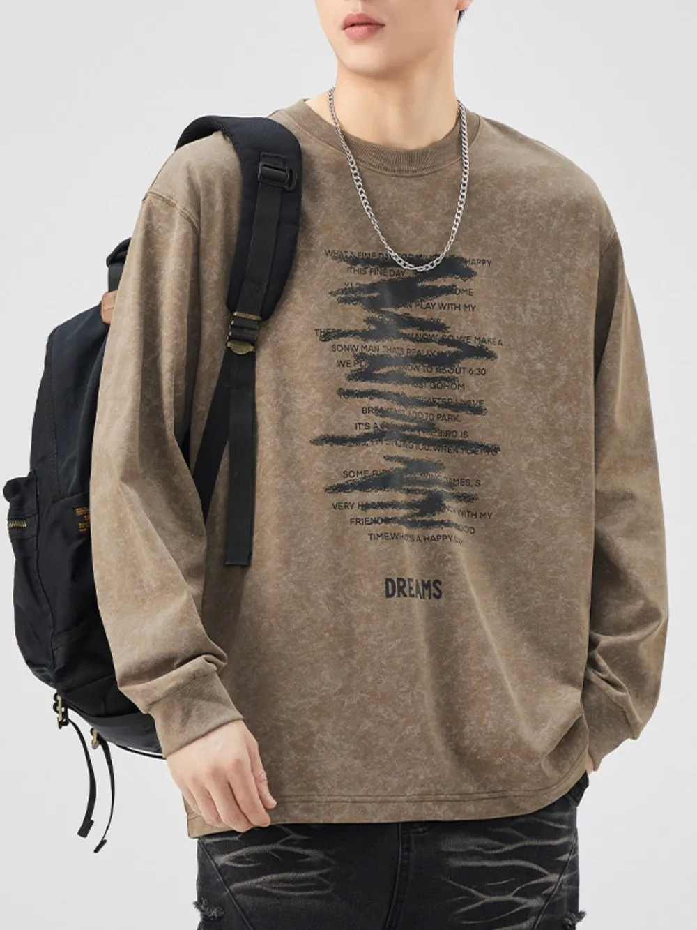 Men's Plus Size Graphic Round Neck Long Sleeve T-Shirt, image 7