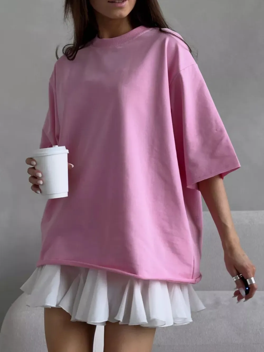 Round Neck Half Sleeve Oversized T-Shirt, image 5