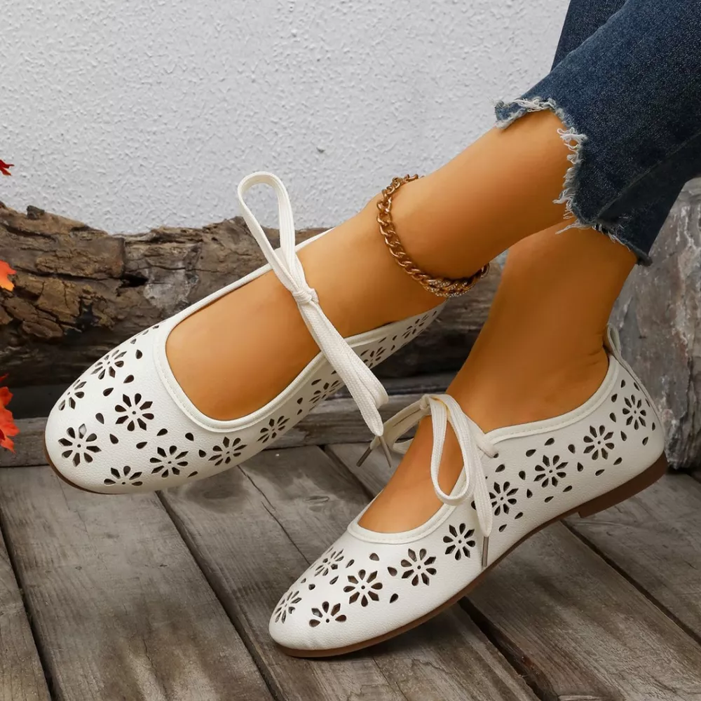 Floral Cutout Tied Slip-Ons, image 14