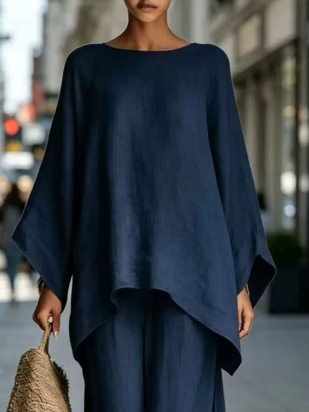 Full Size Batwing Sleeve Top and Wide-Leg Pants Set Plus Size, image 11
