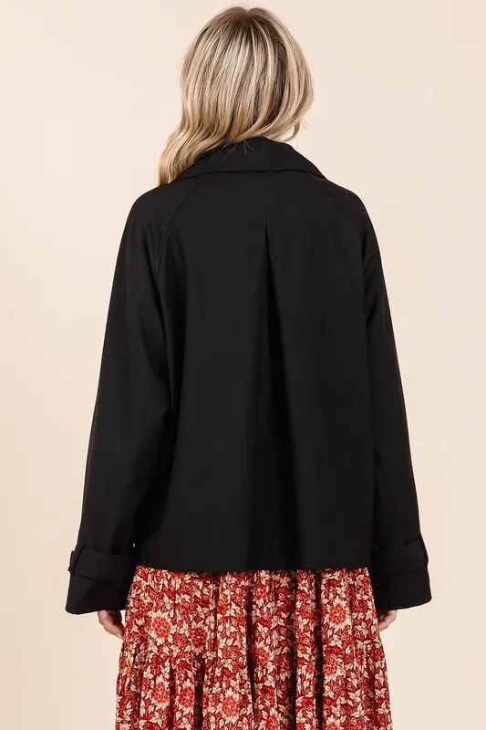 Double Breasted Long Sleeve Trench Coat Jacket, image 6