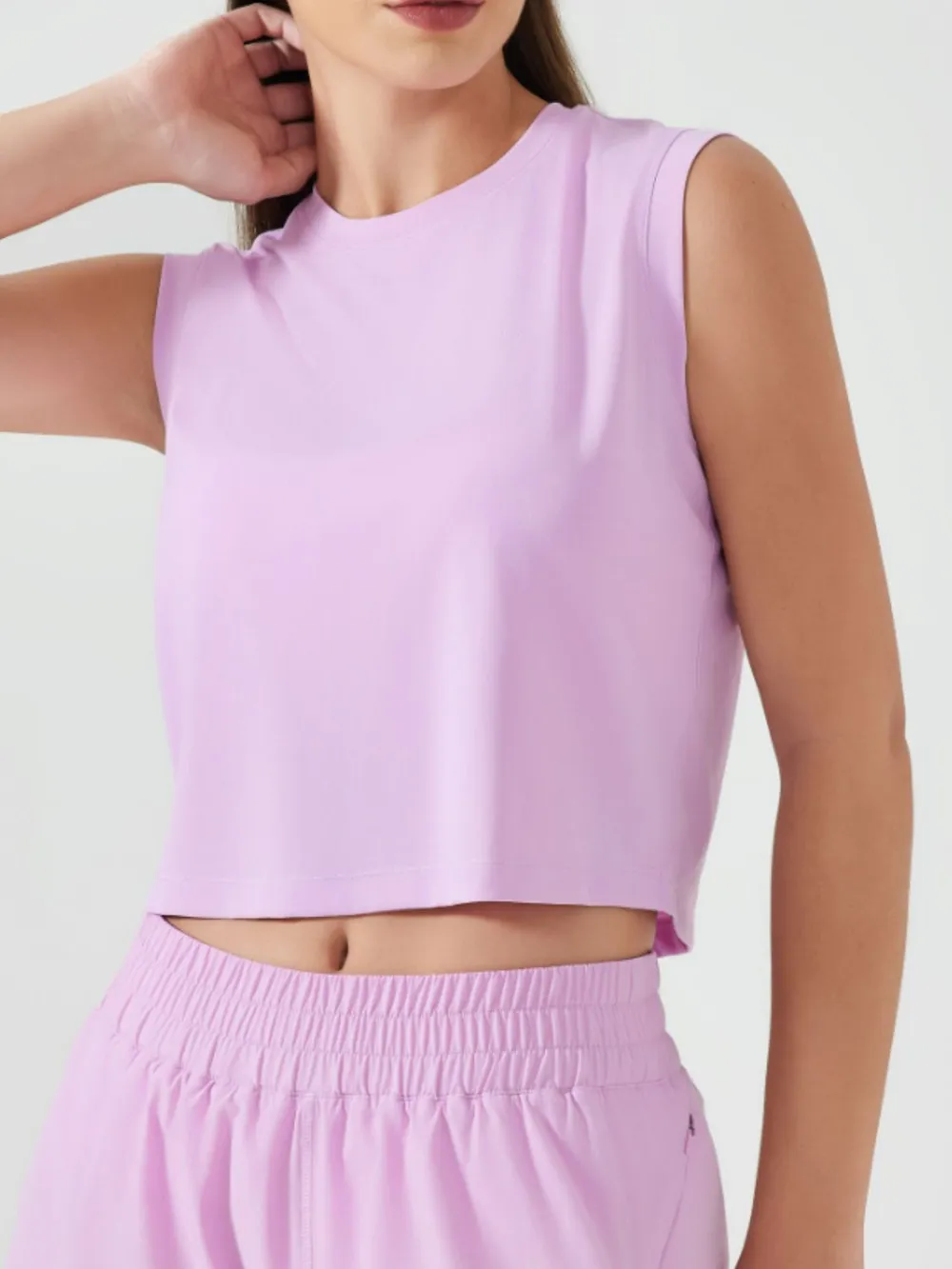 Round Neck Cropped Active Tank, image 5