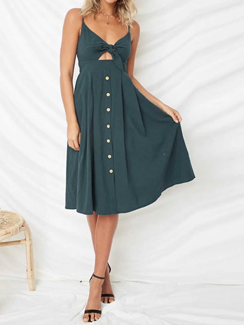 Cutout Smocked Sweetheart Neck Cami Dress, image 29