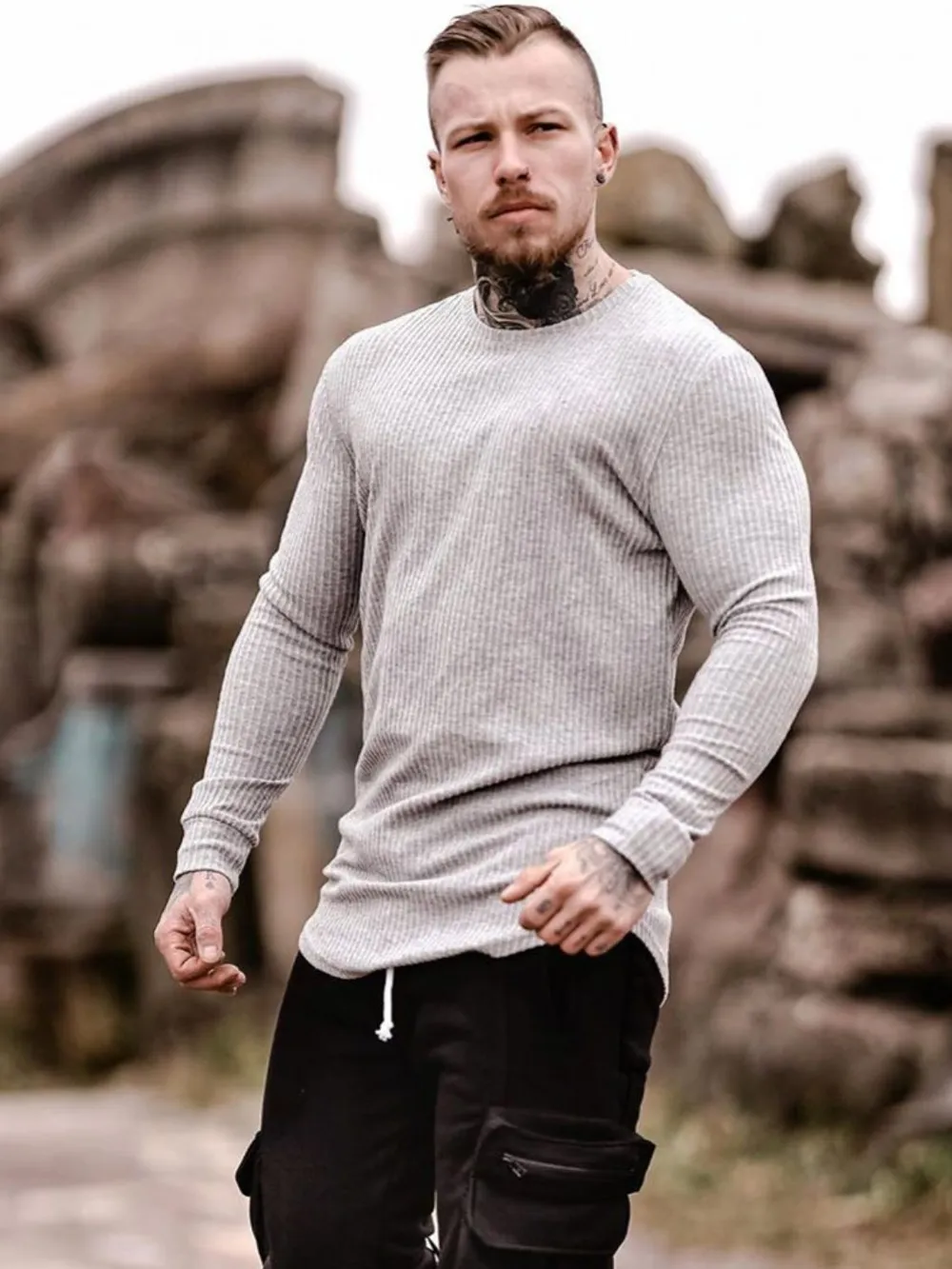 Men's Round Neck Long Sleeve T-Shirt