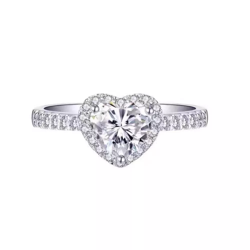 1 Carat Moissanite 925 Sterling Silver Heart Ring, image 8