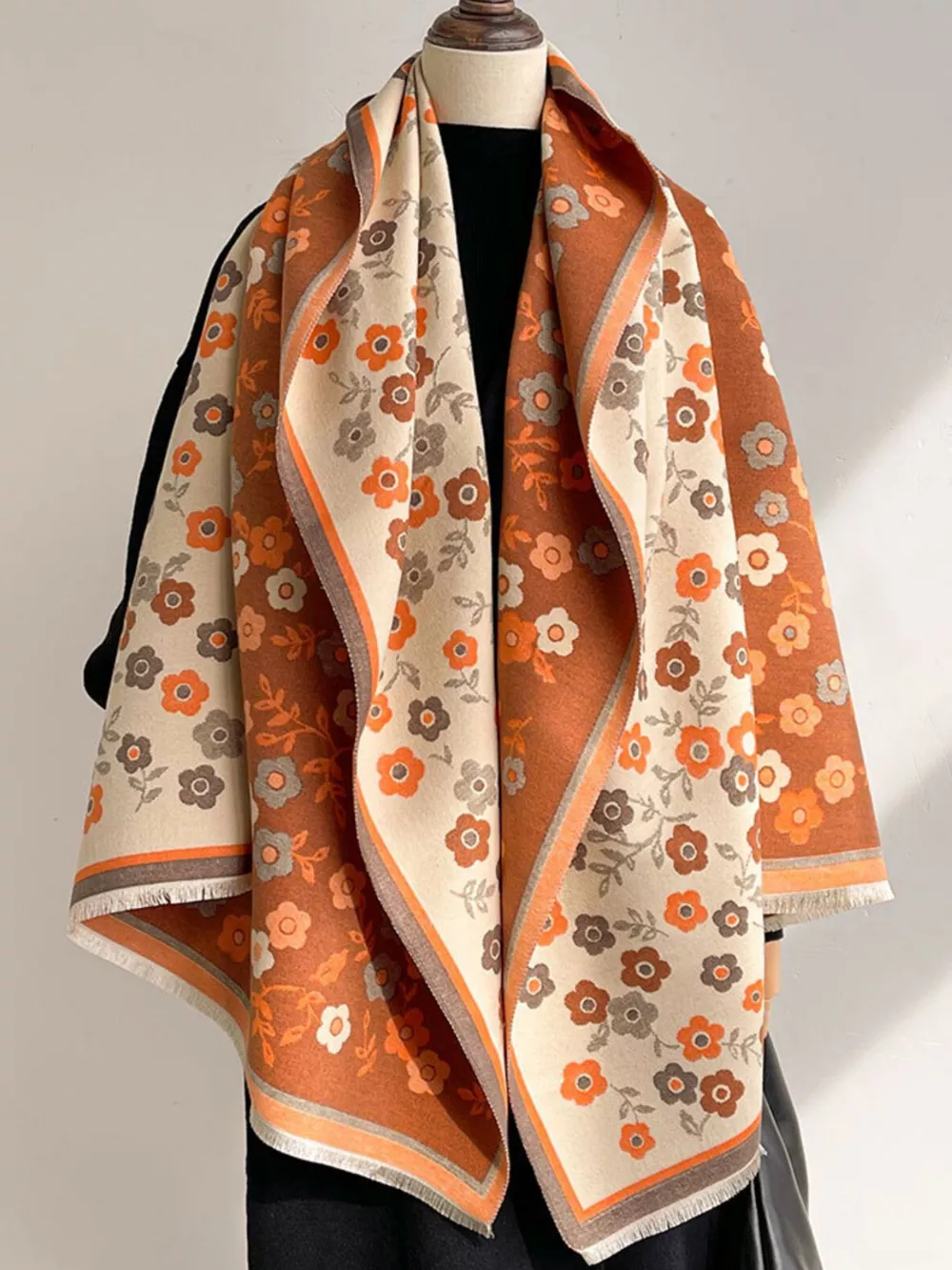 Floral Print Warm Winter Scarf, image 7
