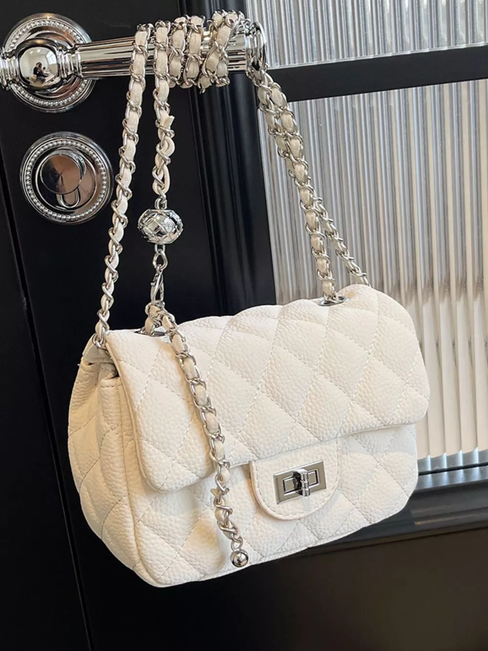 Quilted Chain Crossbody Bag, image 4