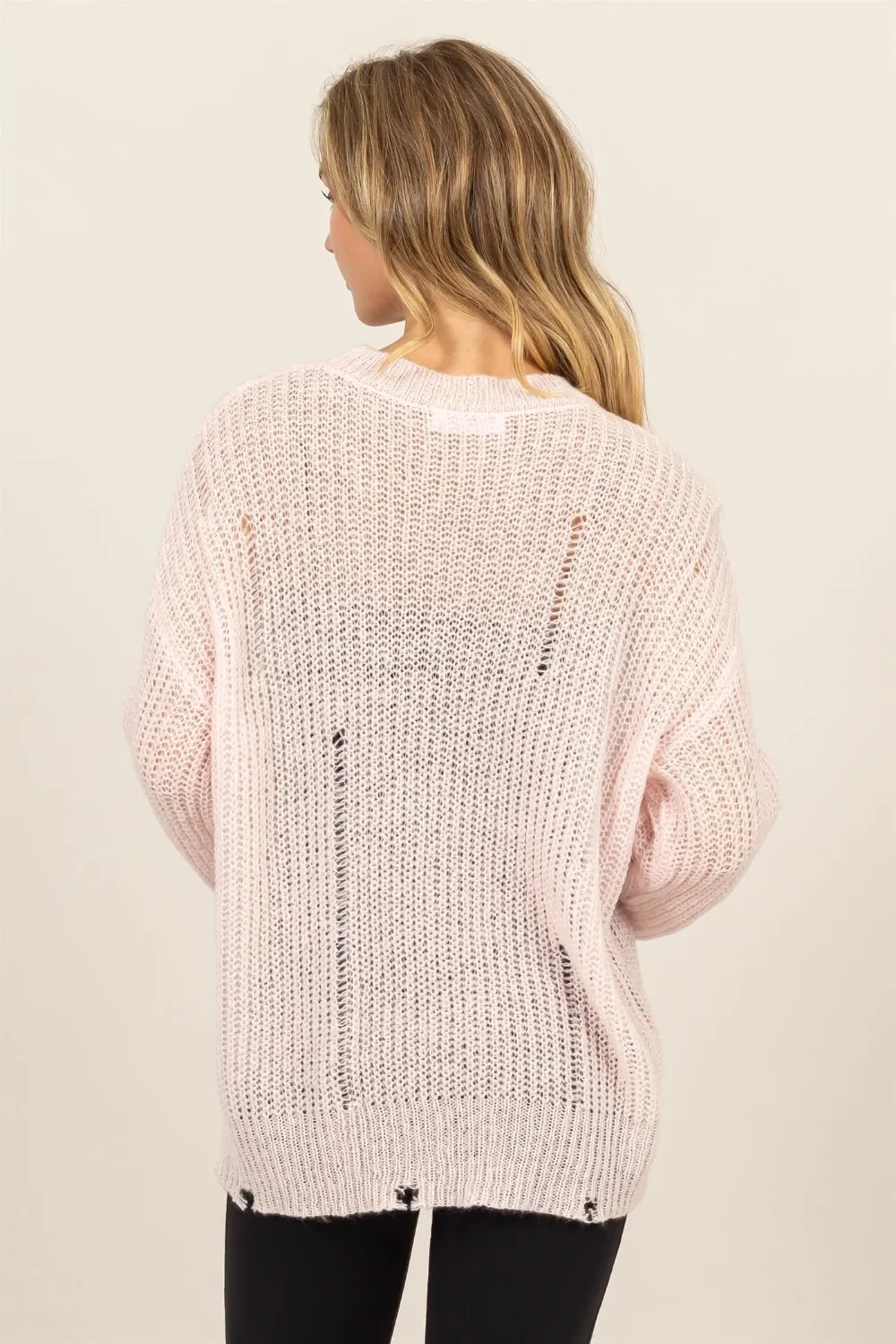 Distressed Long Sleeve Knit Top, image 2