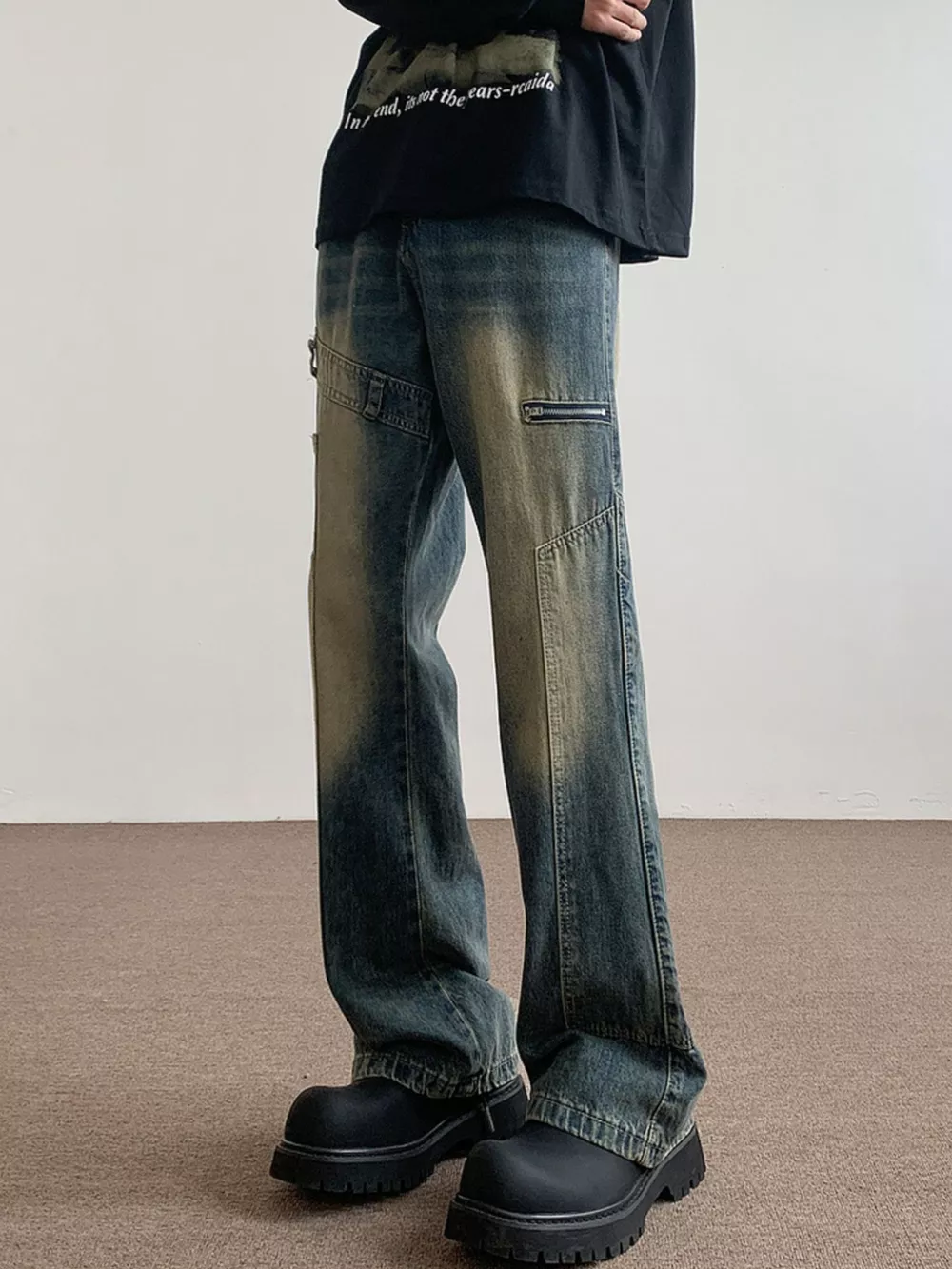 Men's Vintage Wash Flare Jeans, image 3