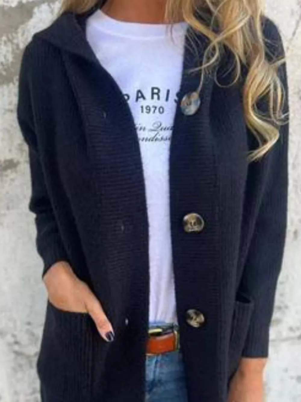 Full Size Button-Down Hooded Cardigan Plus Size, image 6