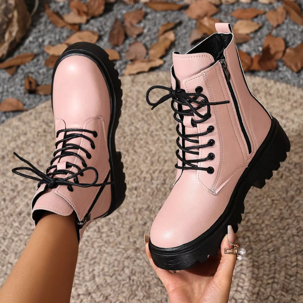 Lace-Up Ankle Combat Boots, image 11