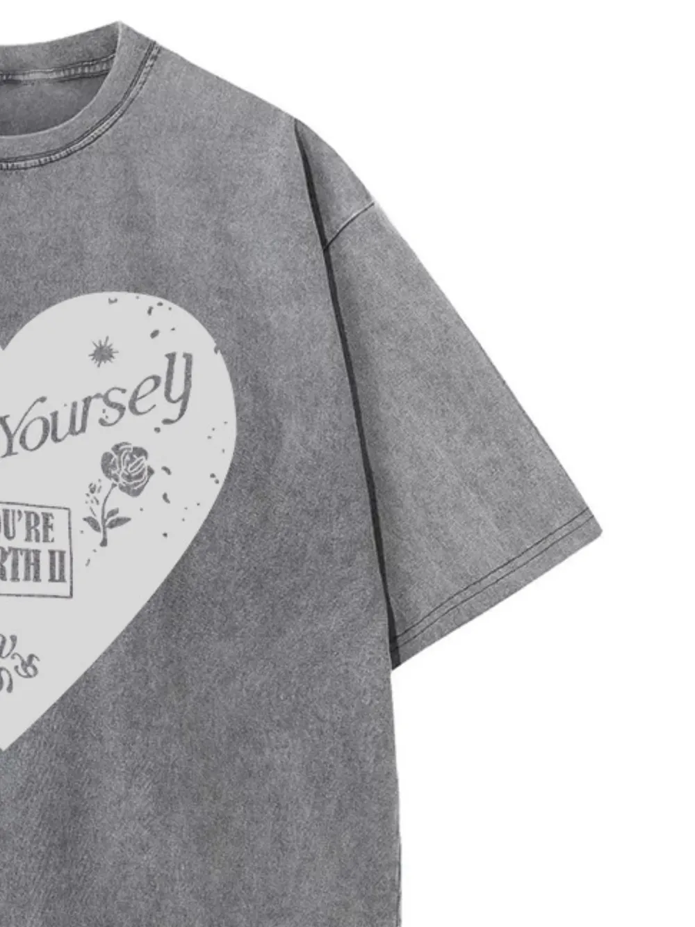 Heart Round Neck Short Sleeve T-Shirt, image 9