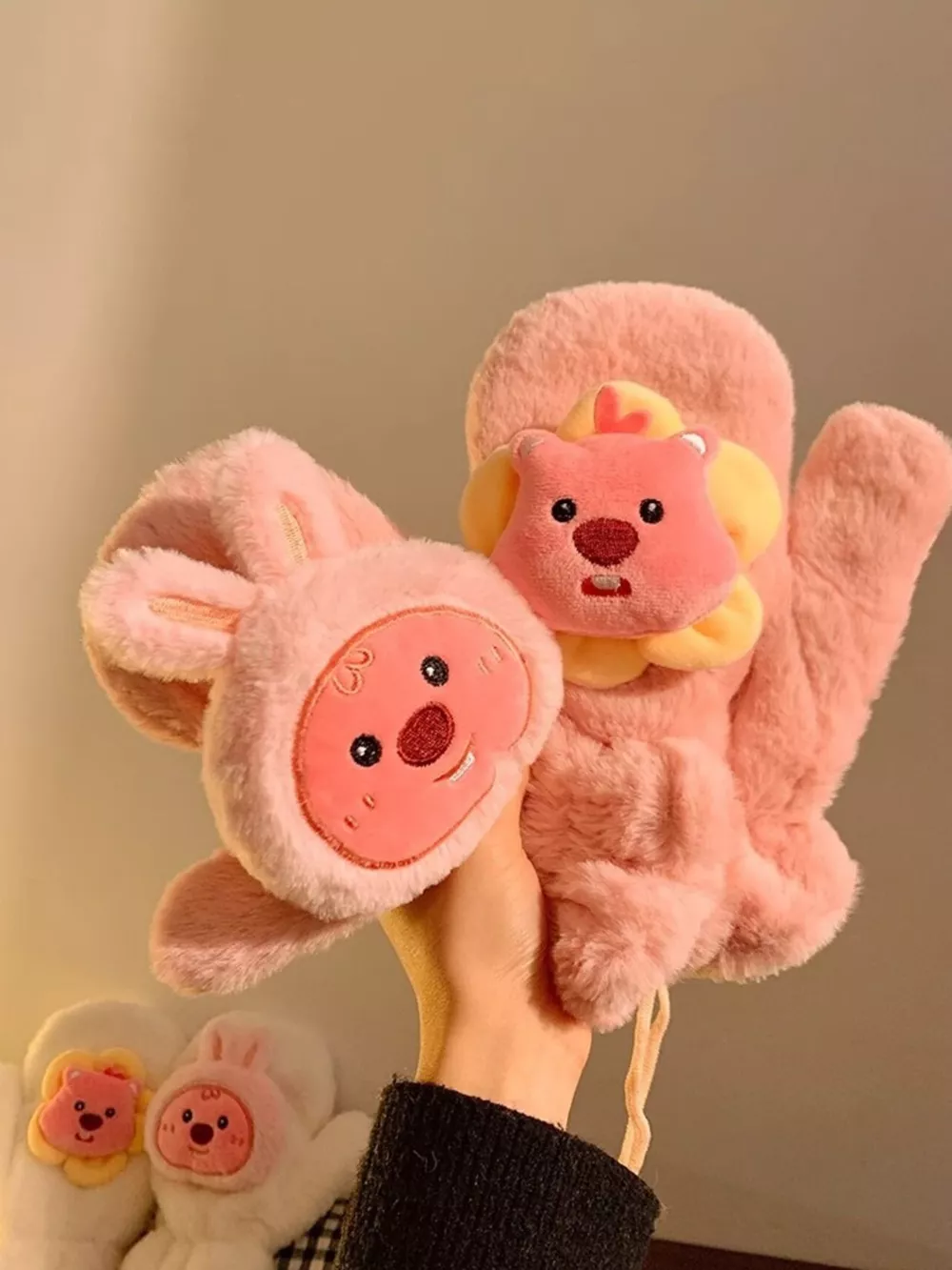 Cartoon Plush Warm Gloves, image 4