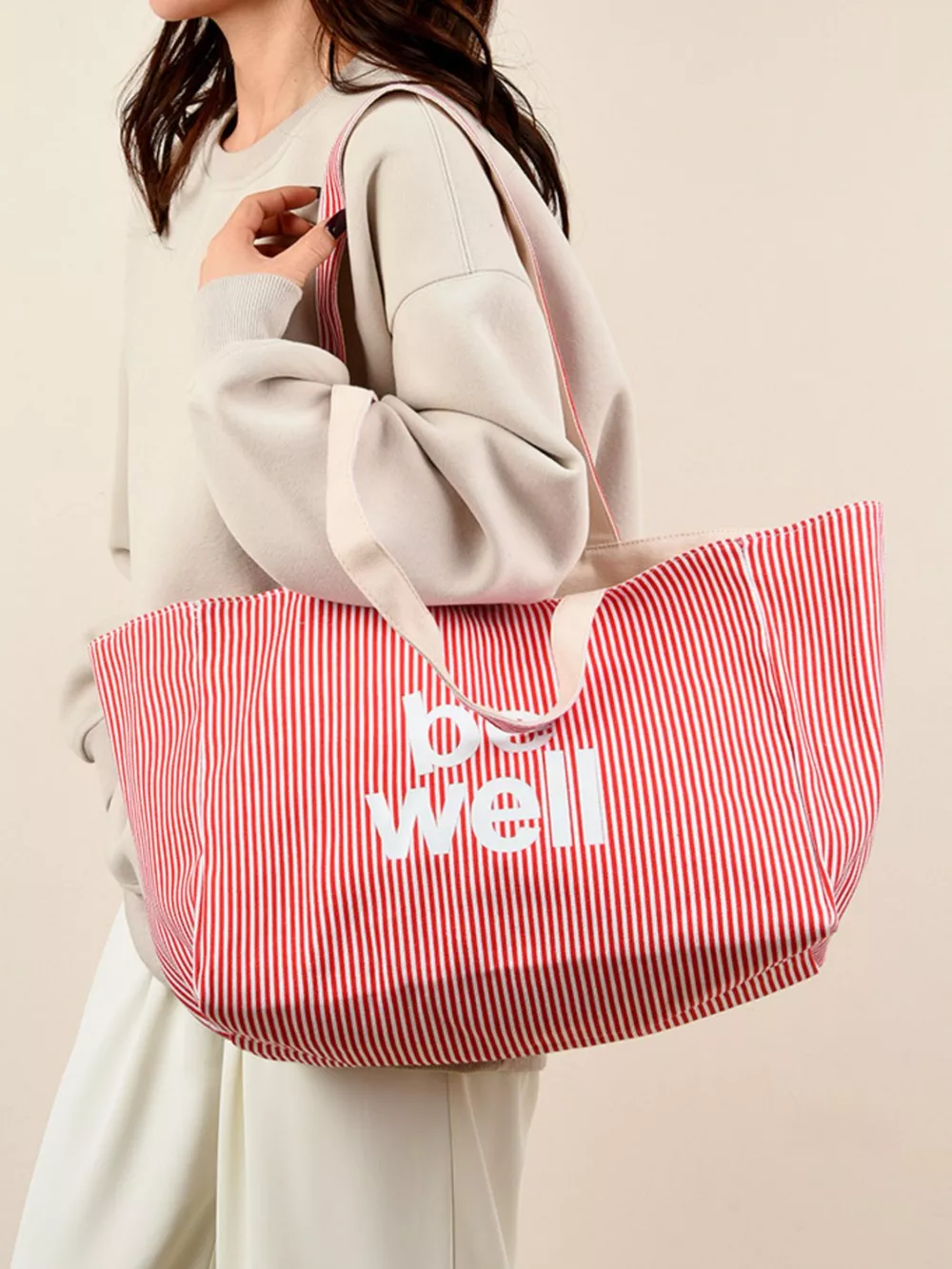 Striped Canvas Duffel Bag, image 2