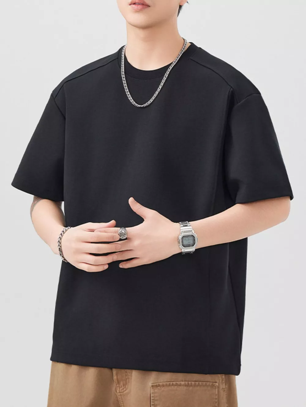 Men's Plus Size Oversized Solid Color Casual T-Shirt