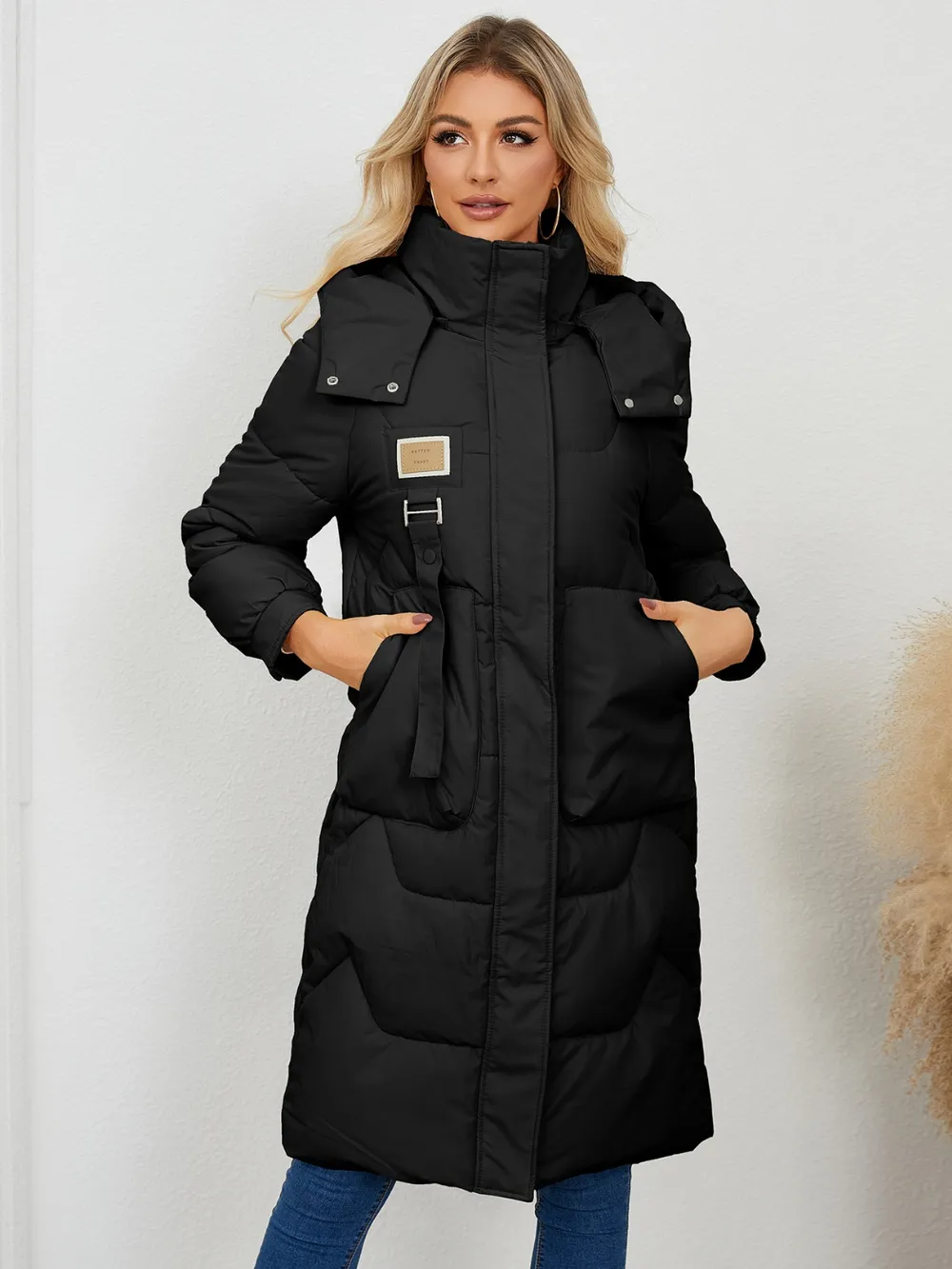 Long Sleeve Longline Hooded Winter Coat, image 9