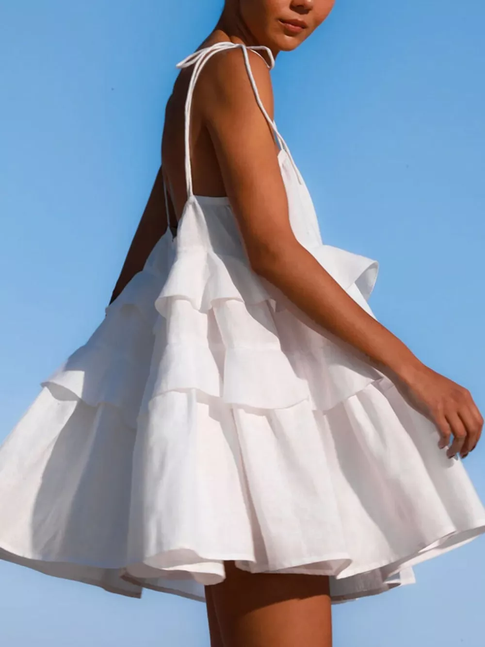 Ruffled Tie Shoulder Mini Dress, image 8