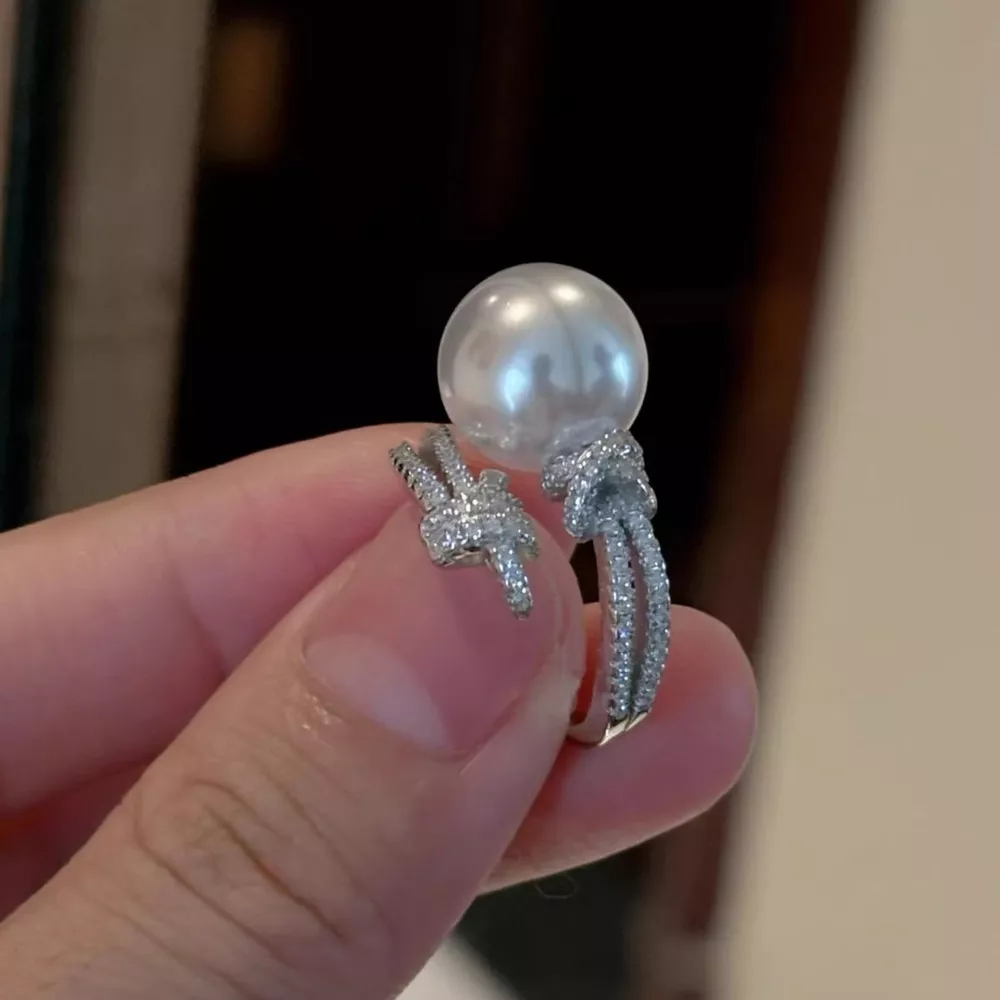 Pearl Zircon Bypass Ring, image 12