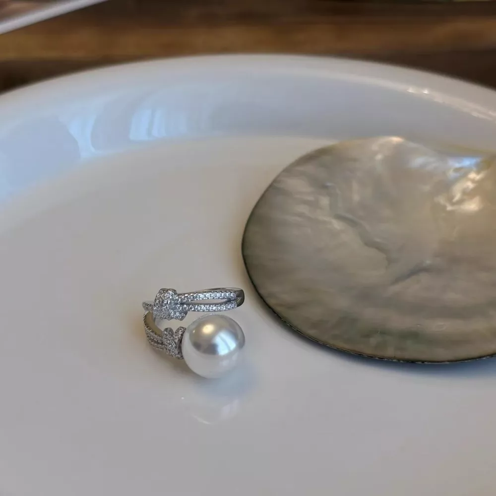 Pearl Zircon Bypass Ring, image 5