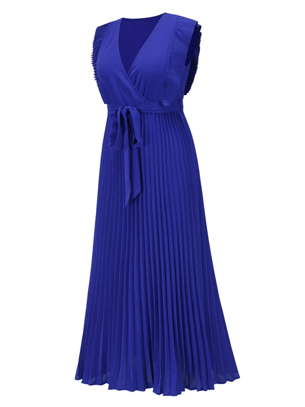Tied Surplice Cap Sleeve Pleated Dress, image 27