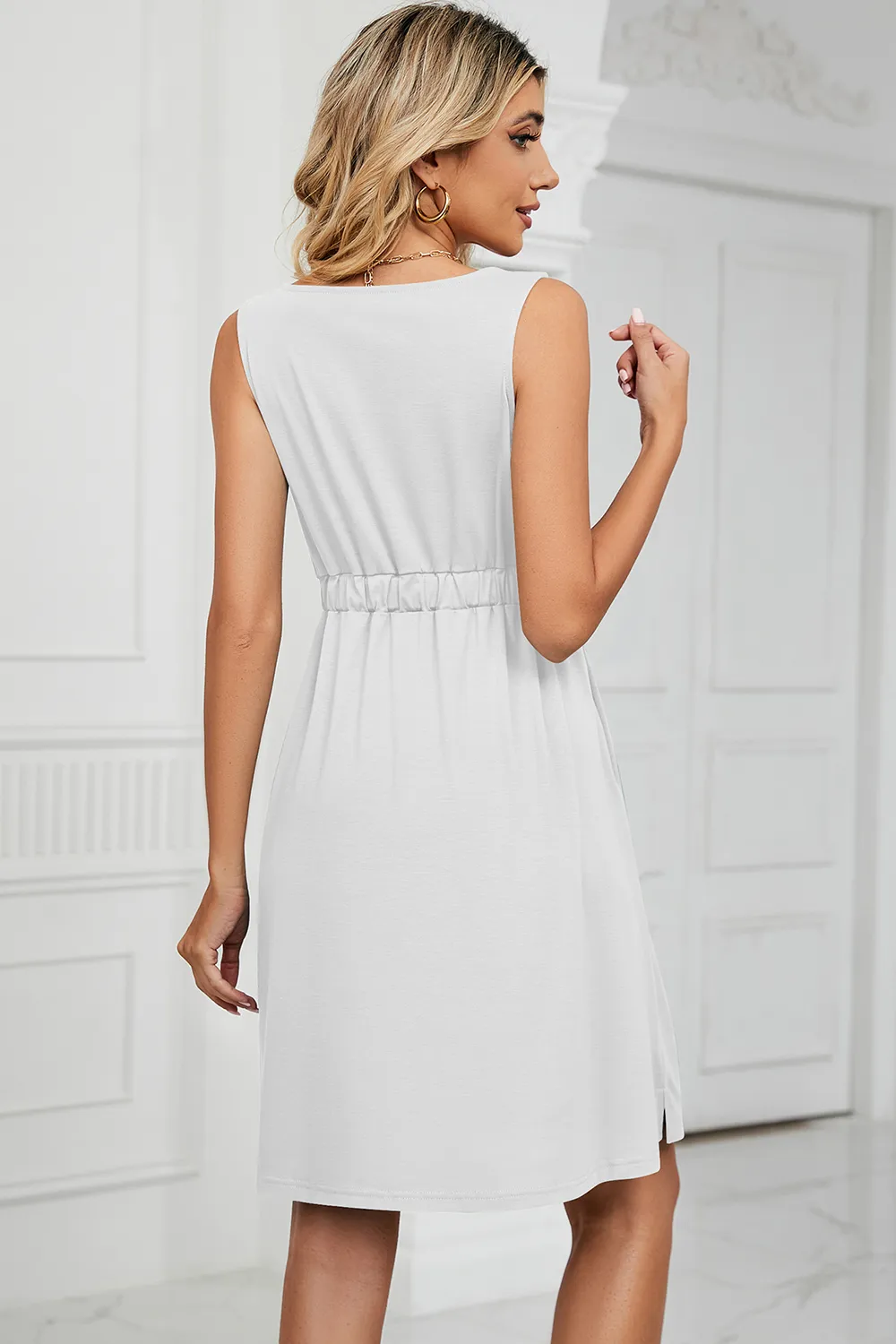 Buttoned Wide Strap Mini Dress, image 8