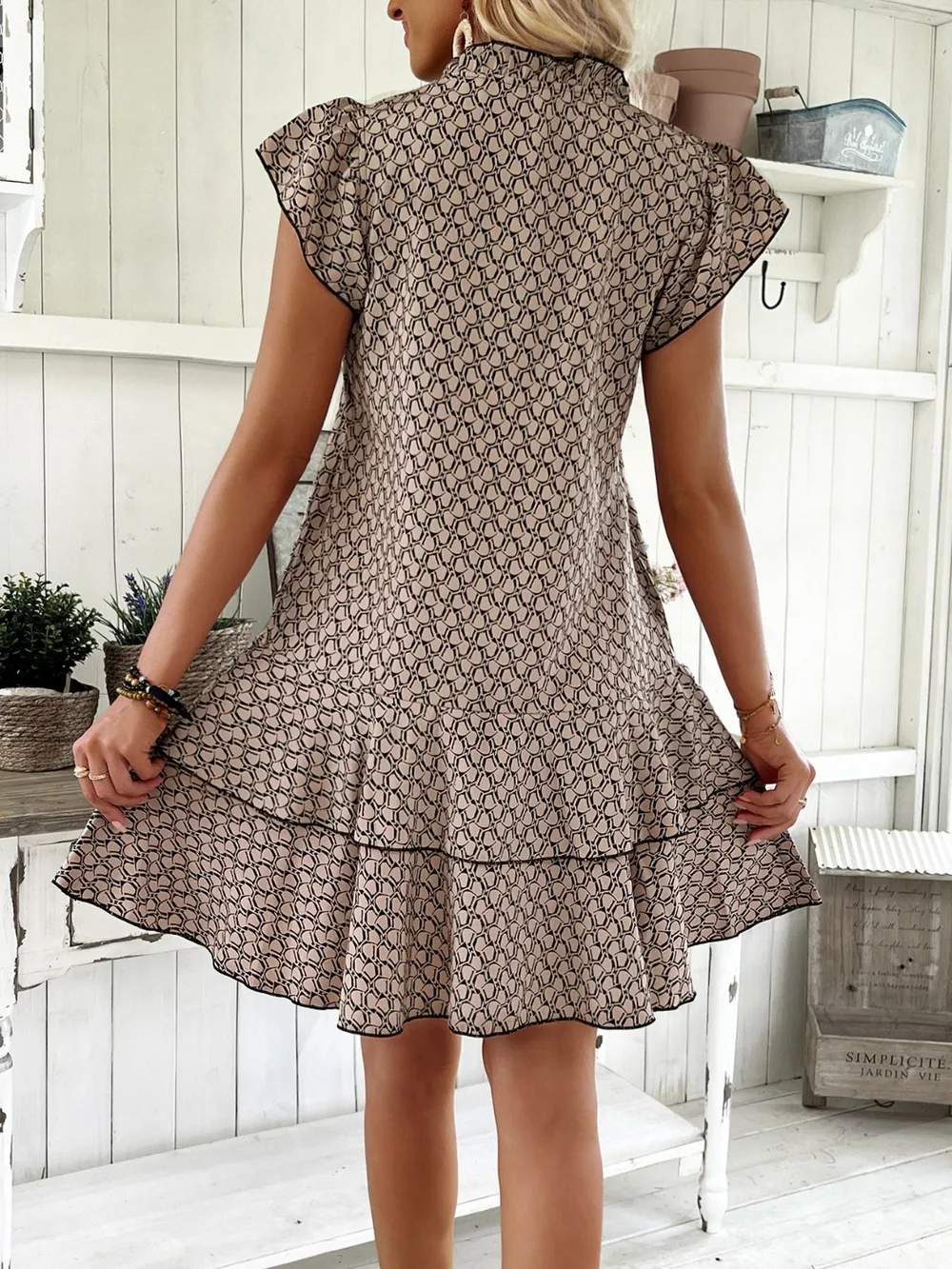 Full Size Ruffled Layered Printed Mini Dress Plus Size, image 10