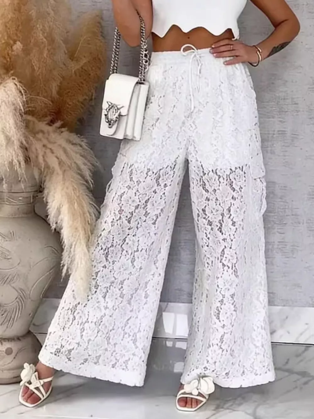 Lace Wide-Leg Pants, image 3