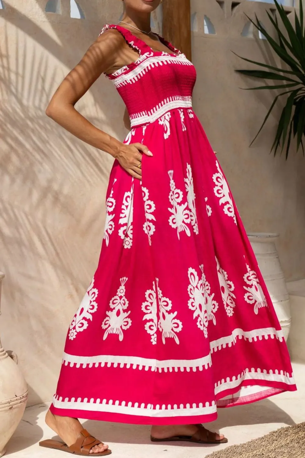 Printed Square Neck Cami Dress, image 3