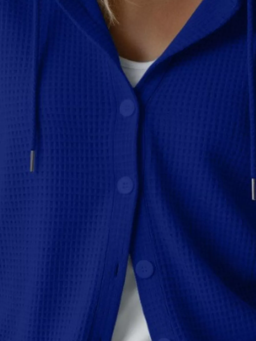 Waffle Knit Button-Down Hooded Cardigan, image 8